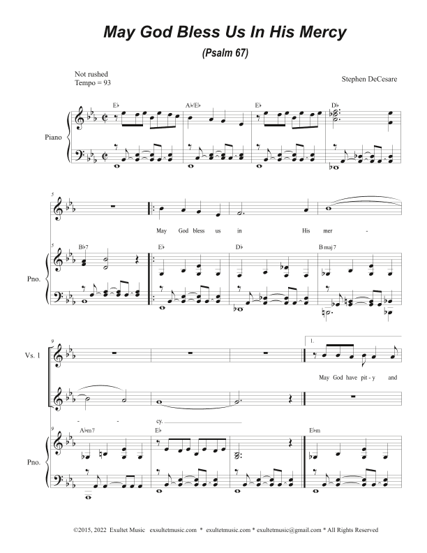 May God Bless Us In His Mercy (Psalm 67) (Vocal solo)