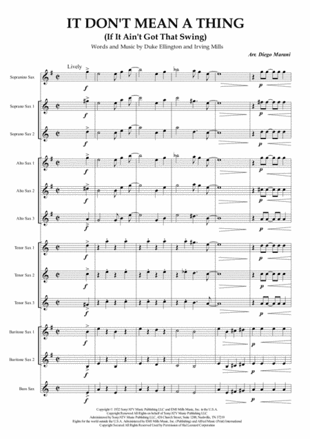 It Don't Mean A Thing (If It Ain't Got That Swing) (arr. Diego Marani)