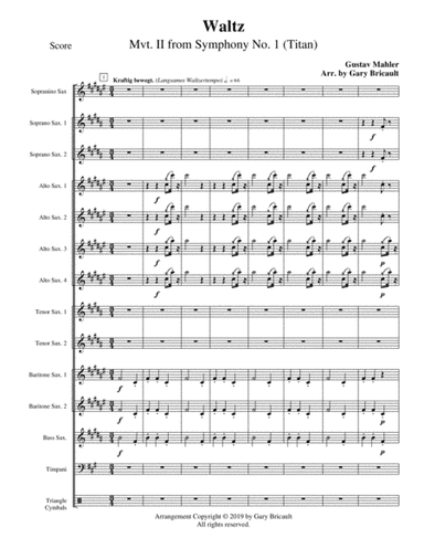 Mvt II (Waltz) from Symphony No. 1 in D Major (The Titan) (arr. Gary Bricault)