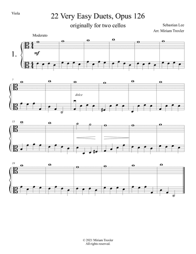 Sebastian Lee 22 Easy Duets Op. 126 for Two Violas (arr. Miriam Troxler)
