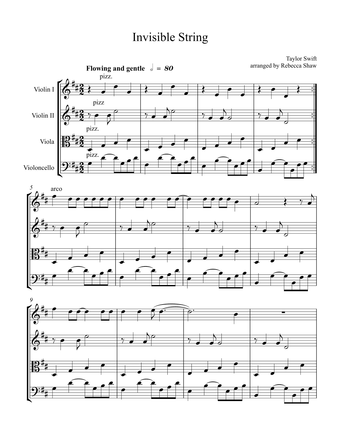 Invisible String (arr. Rebecca Shaw)