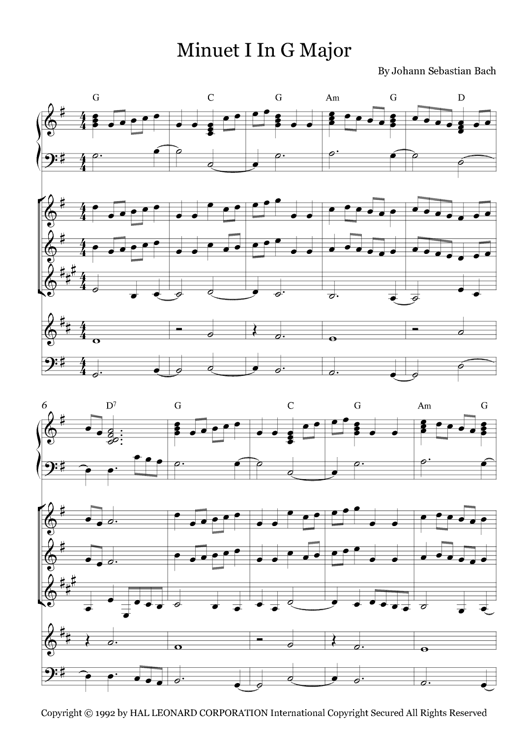 Minuet I In G Major (arr. Fernanda Moura)