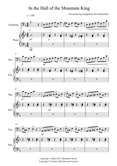 In the Hall of the Mountain King for Trombone and Piano (arr. David Burndrett)