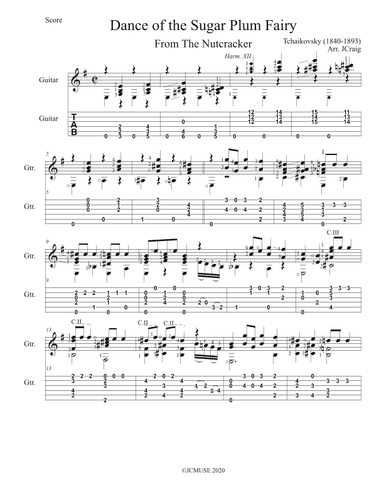 Dance of the Sugar Plum Fairy for Guitar Trio (arr. Justin Craig)