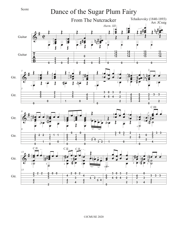 Dance of the Sugar Plum Fairy for Guitar Trio (arr. Justin Craig)