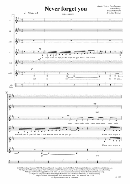 Never Forget You (arr. Jetse Bremer)