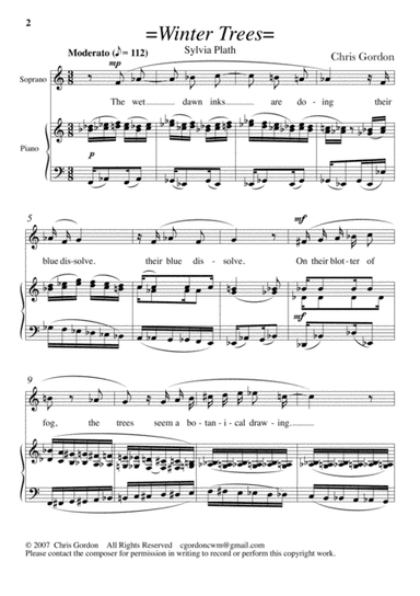 Winter Trees:  Song for Soprano voice and Piano