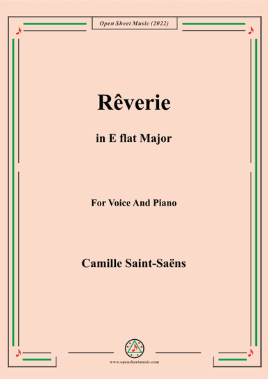 Saint-Saëns-Rêverie in E flat Major,for Voice and Piano (arr. MSM)