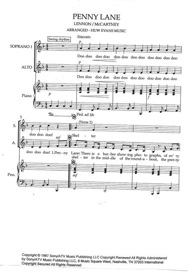 Penny Lane (arr. HUW EVANS MUSIC)
