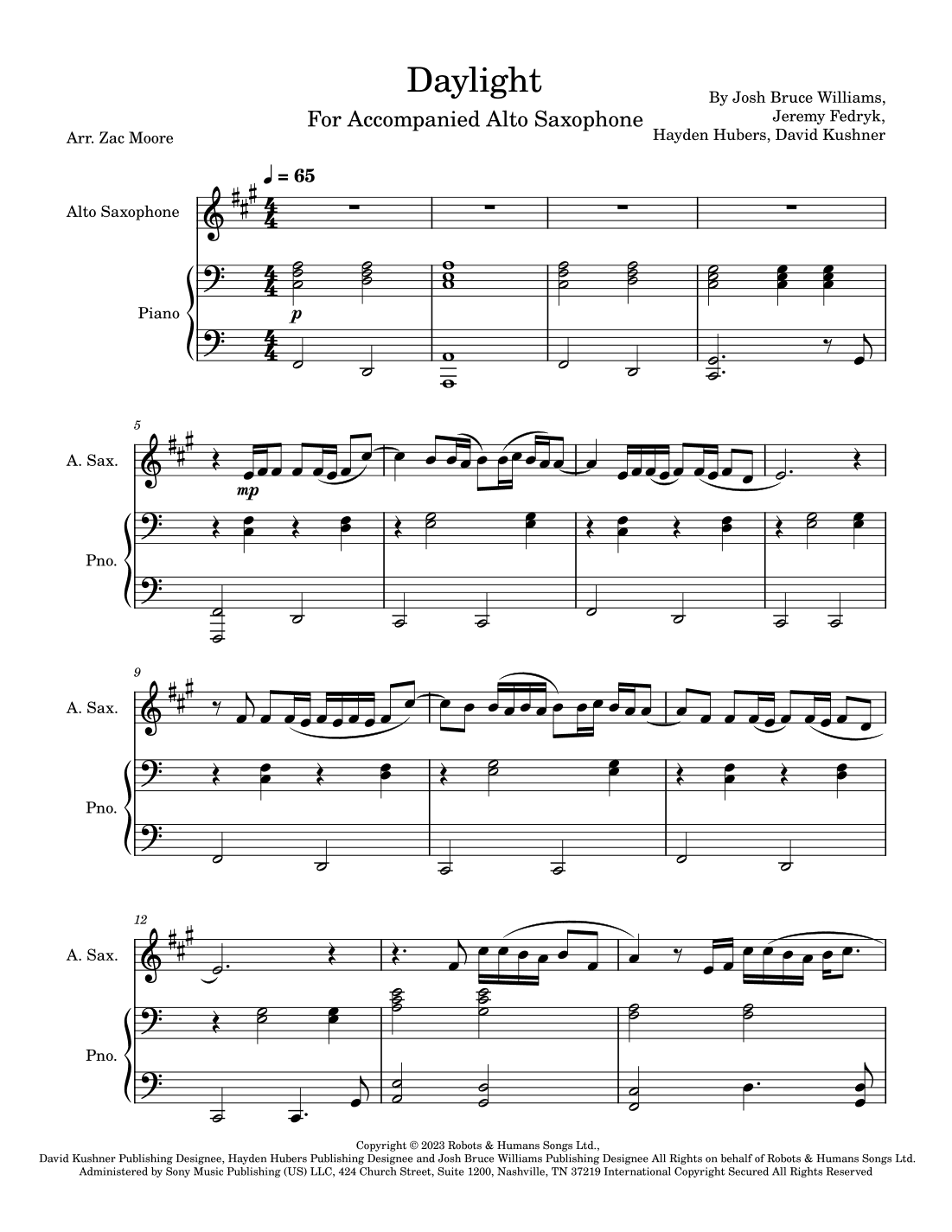 Daylight (arr. Zac Moore)