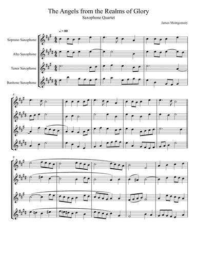 James Montgomery - Angels from the Realms of Glory (Saxophone Quartet) (arr. André Laitano)