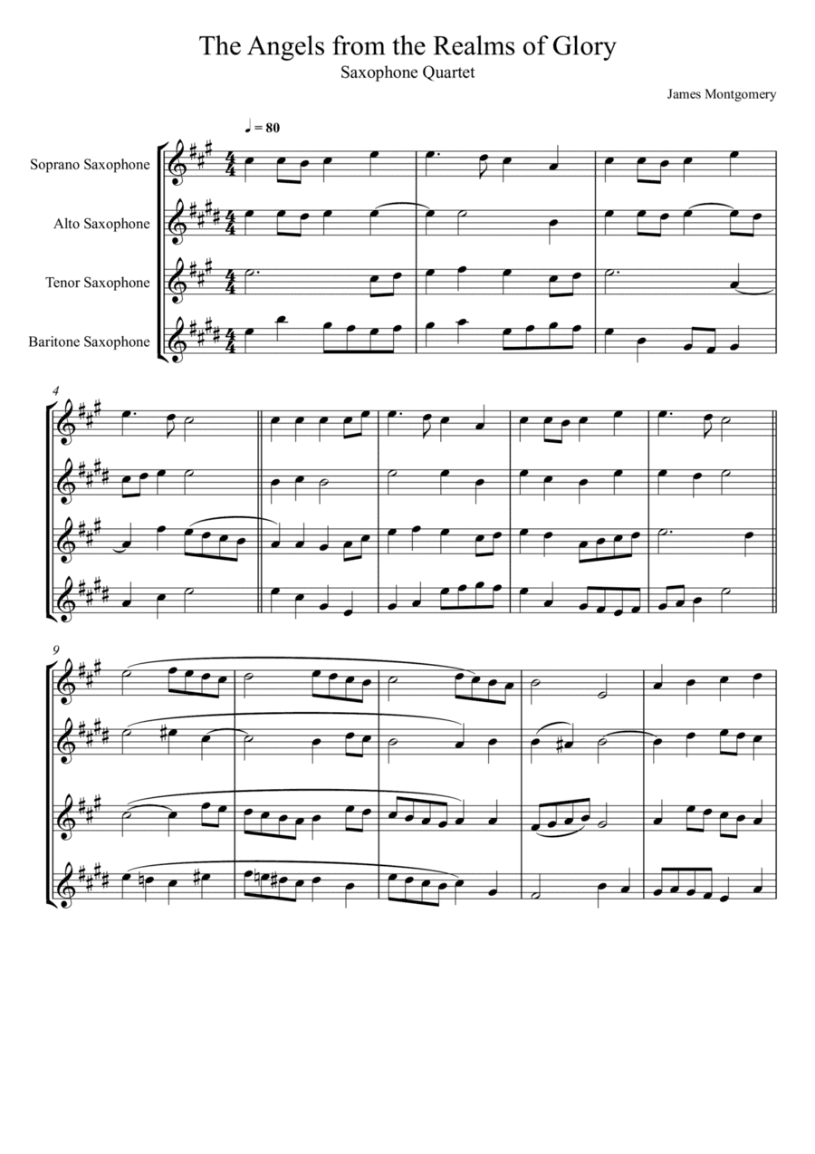 James Montgomery - Angels from the Realms of Glory (Saxophone Quartet) (arr. André Laitano)