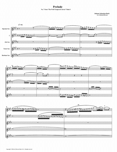 Prelude 07 from  Well-Tempered Clavier, Book 1 (Saxophone Quintet) (arr. Richard Byrnes)
