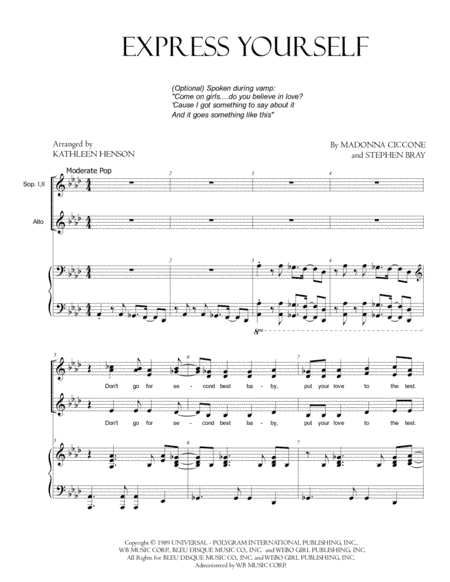 Express Yourself (arr. Kathleen Henson)