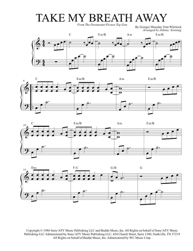 Take My Breath Away (love Theme) (arr. Johnny Sonntag)