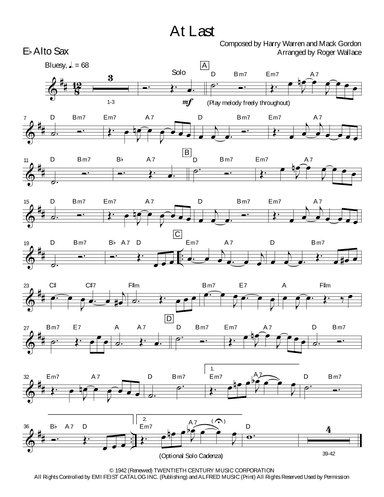 At Last (arr. Roger Wallace)