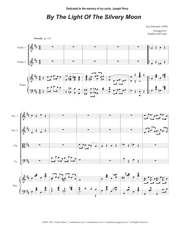 By The Light Of The Silvery Moon (String Quartet and Piano) (arr. Stephen DeCesare)