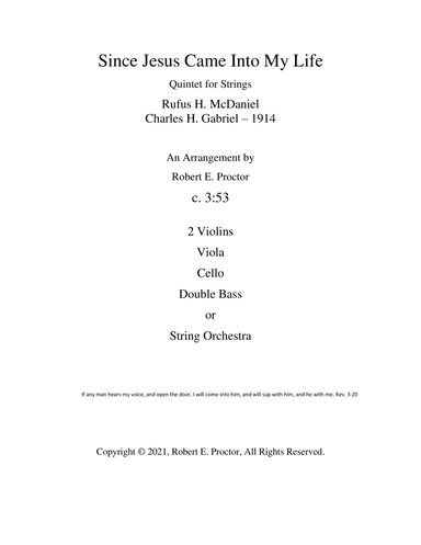 Since Jesus Came Into My Life for Strings (arr. Robert E. Proctor)