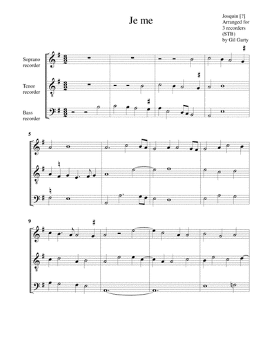 Je me (arrangement for 3 recorders) (arr. Gil Garty)