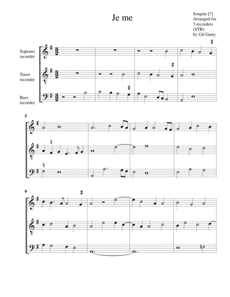 Je me (arrangement for 3 recorders) (arr. Gil Garty)