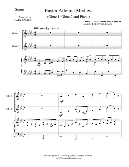 EASTER ALLELUIA MEDLEY (Trio – Oboe 1, Oboe2/Piano) Score and Parts (arr. Gary Lanier)