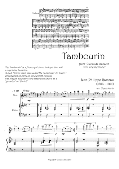 Jean-Philippe Rameau Tambourin Flute and Piano accompaniment (arr. Glenn Martin)