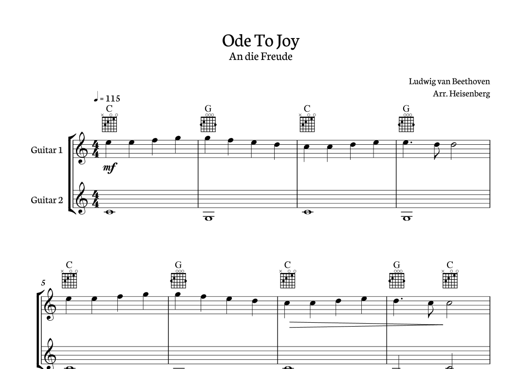 Ode to Joy for guitar duo. (arr. Heisenberg)