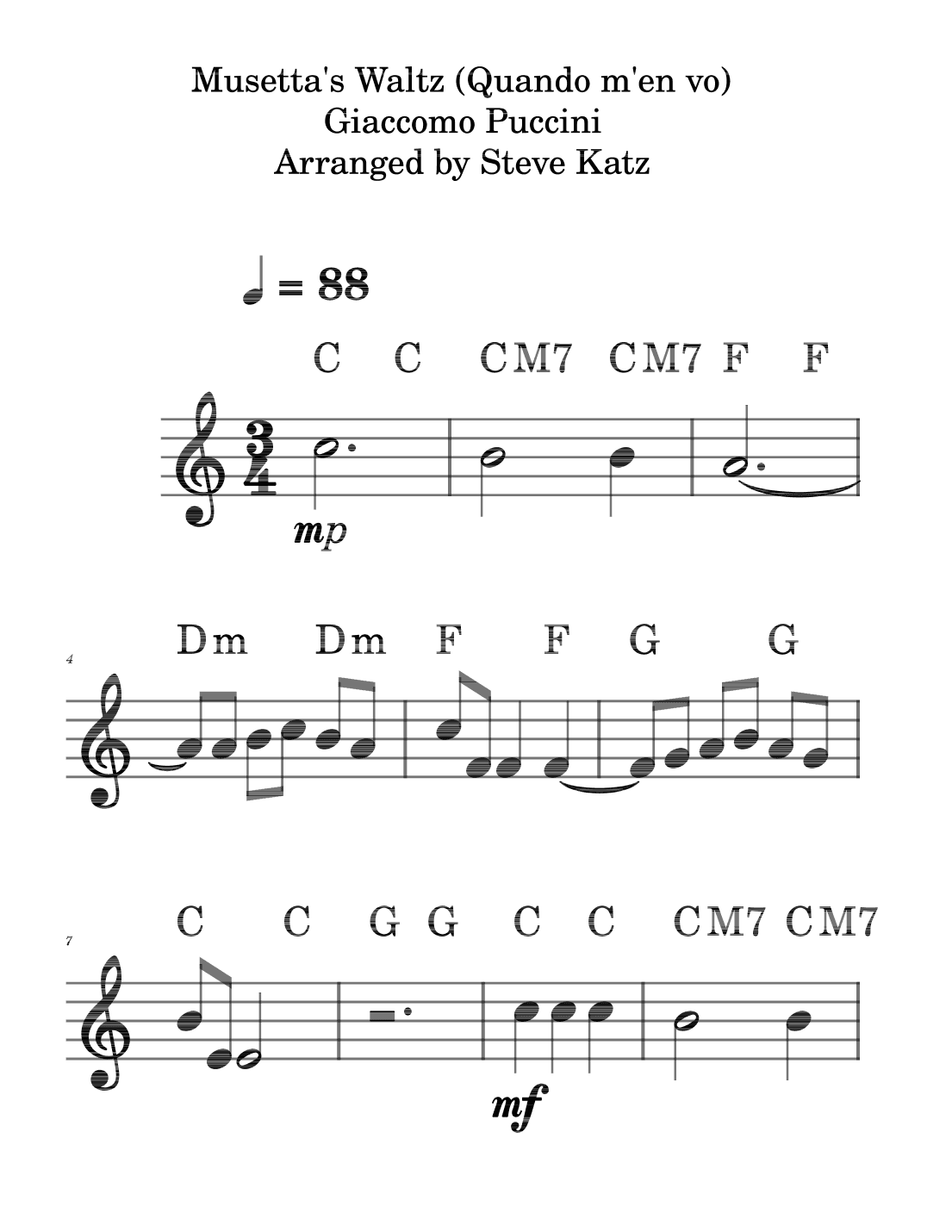 Musetta's Waltz (Quando m'en vo) (arr. Steve Katz)