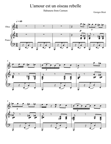 Georges Bizet - Habanera "L’amour est un oiseau rebelle" (Oboe Solo) (arr. André Laitano)