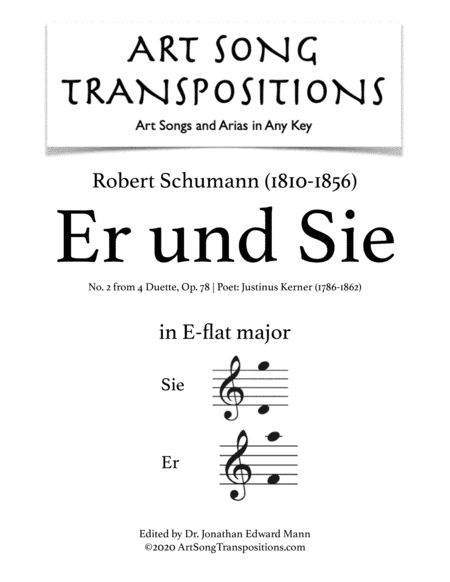SCHUMANN: Er und Sie, Op. 78 no. 2 (transposed to E-flat major) (arr. ArtSongTranspositions.com)