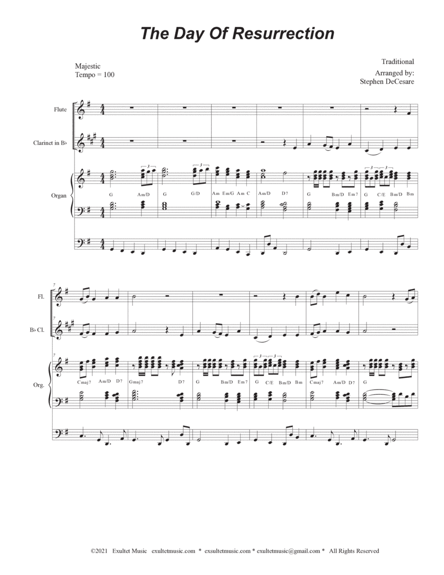 The Day Of Resurrection (Duet for Flute and Bb-Clarinet - Organ accompaniment) (arr. Stephen DeCesare)