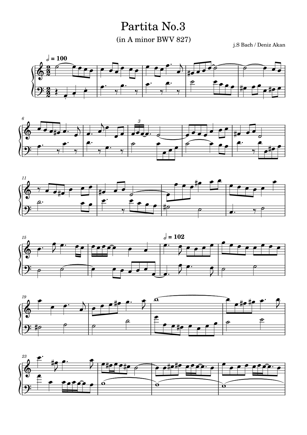 Partita no.3 in A minor (arr. Johann Sebastian Bach)