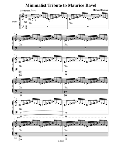 Minimalist Tribute to Maurice Ravel for Piano Solo from Three Minimalist Tributes
