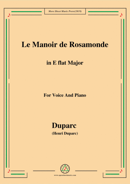 Duparc-Le Manoir de Rosamonde in E flat Major,for Violin and Piano (arr. MSM)