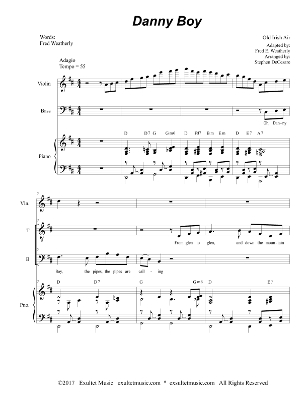 Danny Boy (for 2-part choir - (TB) (arr. Stephen DeCesare)