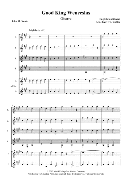 Good King Wenceslas (arr. Gert Th. Walter)