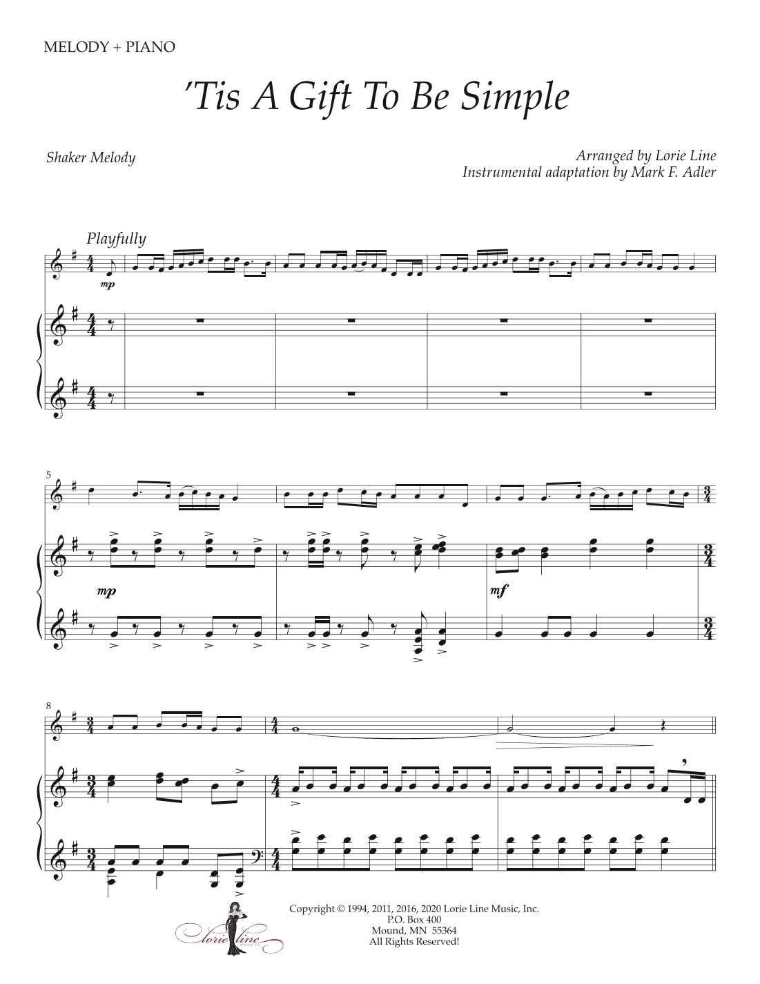 Tis A Gift To Be Simple (arr. Lorie Line)