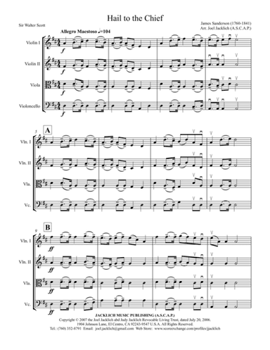 Hail to the Chief (String Quartet) (arr. Joel Jacklich (ASCAP))