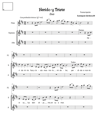 Herido y triste vocal instrumental (arr. Eustaquio Cordova Montalvan)