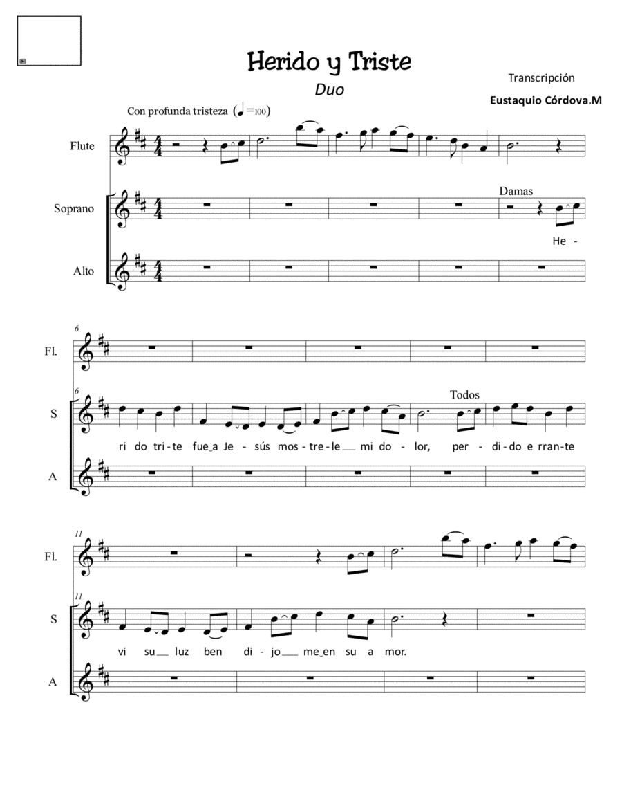 Herido y triste vocal instrumental (arr. Eustaquio Cordova Montalvan)