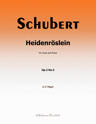 Heidenröslein, by Schubert, in E Major (arr. Editions Dao)