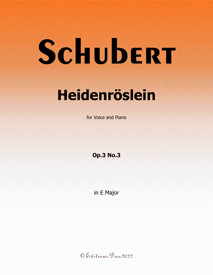 Heidenröslein, by Schubert, in E Major (arr. Editions Dao)