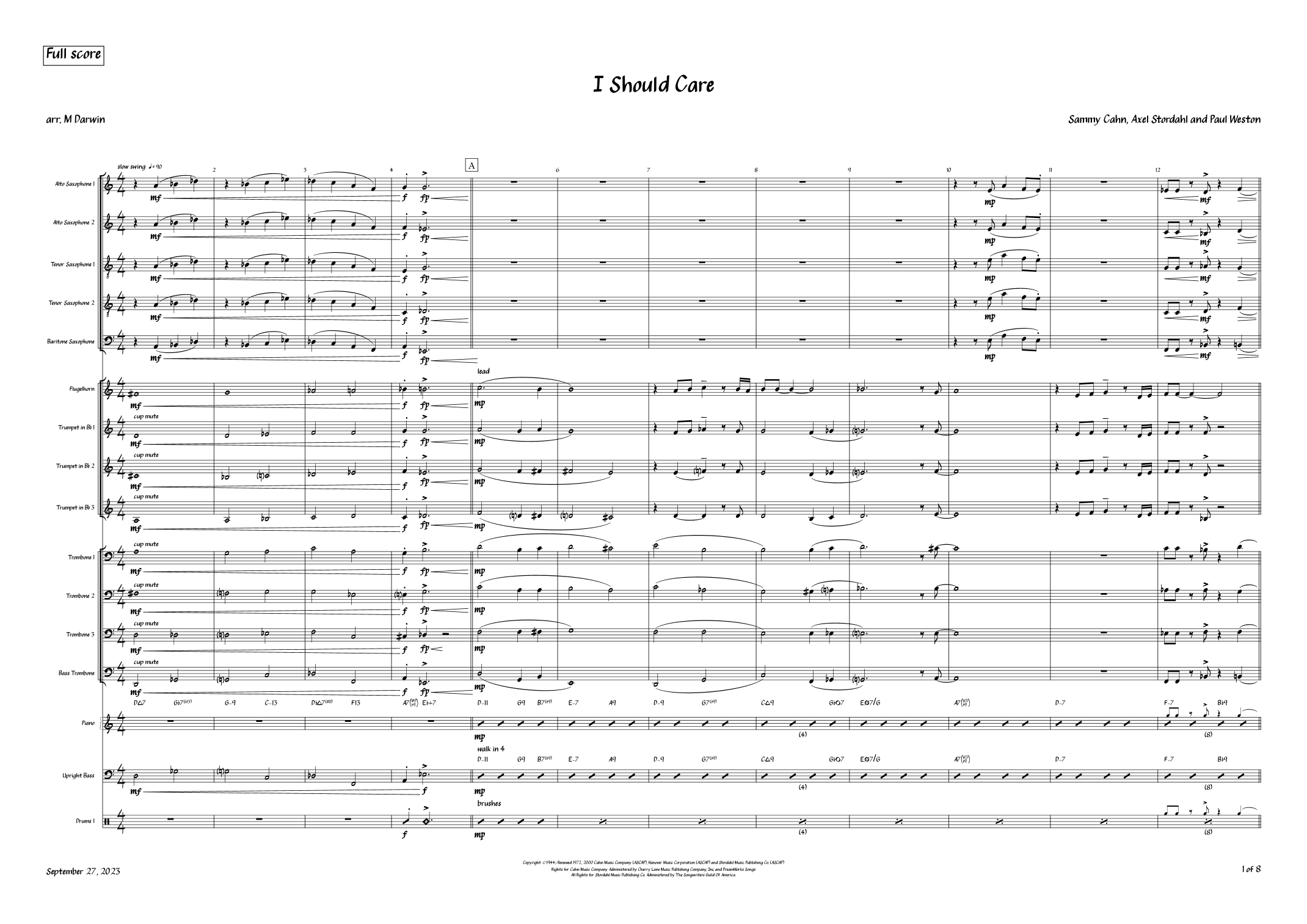 I Should Care (arr. Matthew Darwin)