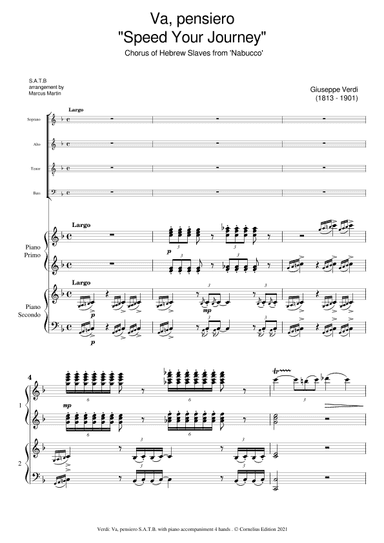 "Speed Your Journey"- "Va Pensiero" Verdi. (Chorus of Hebrew Slaves.) SATB with Piano Accompaniment. (arr. Glenn Martin)