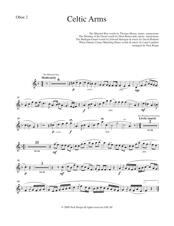 Celtic Arms - Oboe 2 part (arr. Nick Raspa)