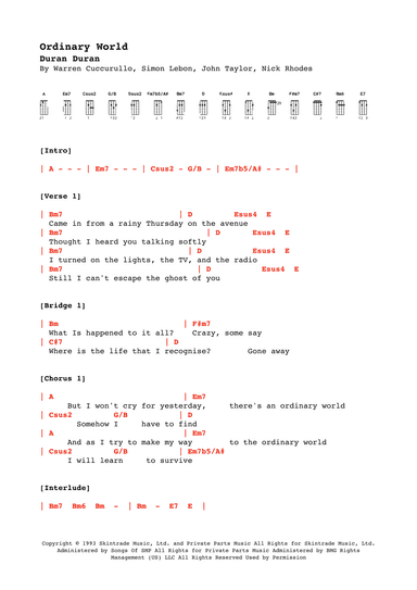Ordinary World (arr. Alex Davis)
