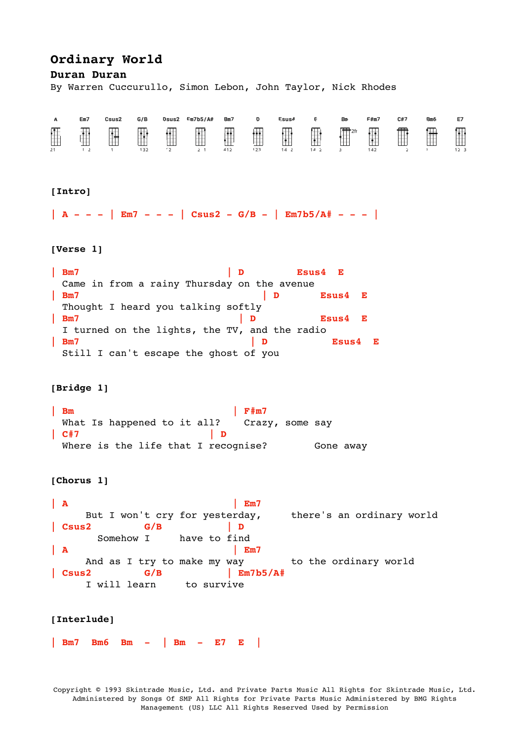 Ordinary World (arr. Alex Davis)