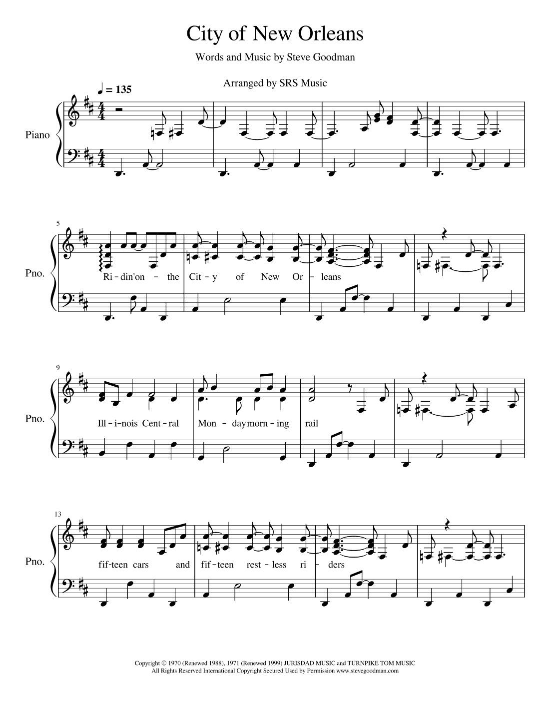 City Of New Orleans (arr. SRS Music)