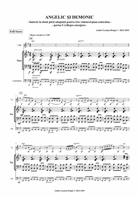 ANGELIC SI DEMONIC (Angelic and demonic) - musical fantasy in two parts for instrumental trio (cell