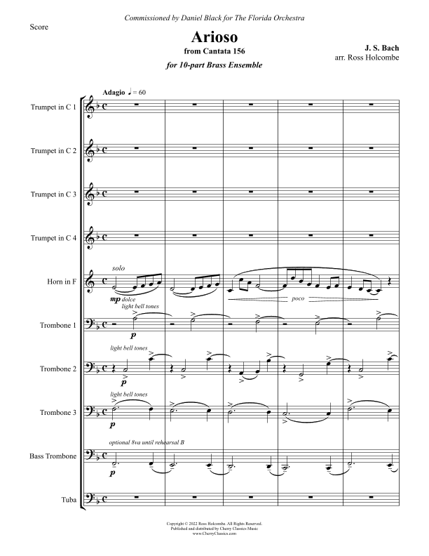 Arioso for 10-part Brass Ensemble (arr. Ross Holcombe)